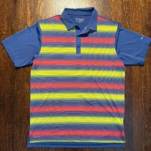 Columbia Golf Polo Shirt‎ Men's Large Multicolor Striped Short Sleeve Omni-Wick